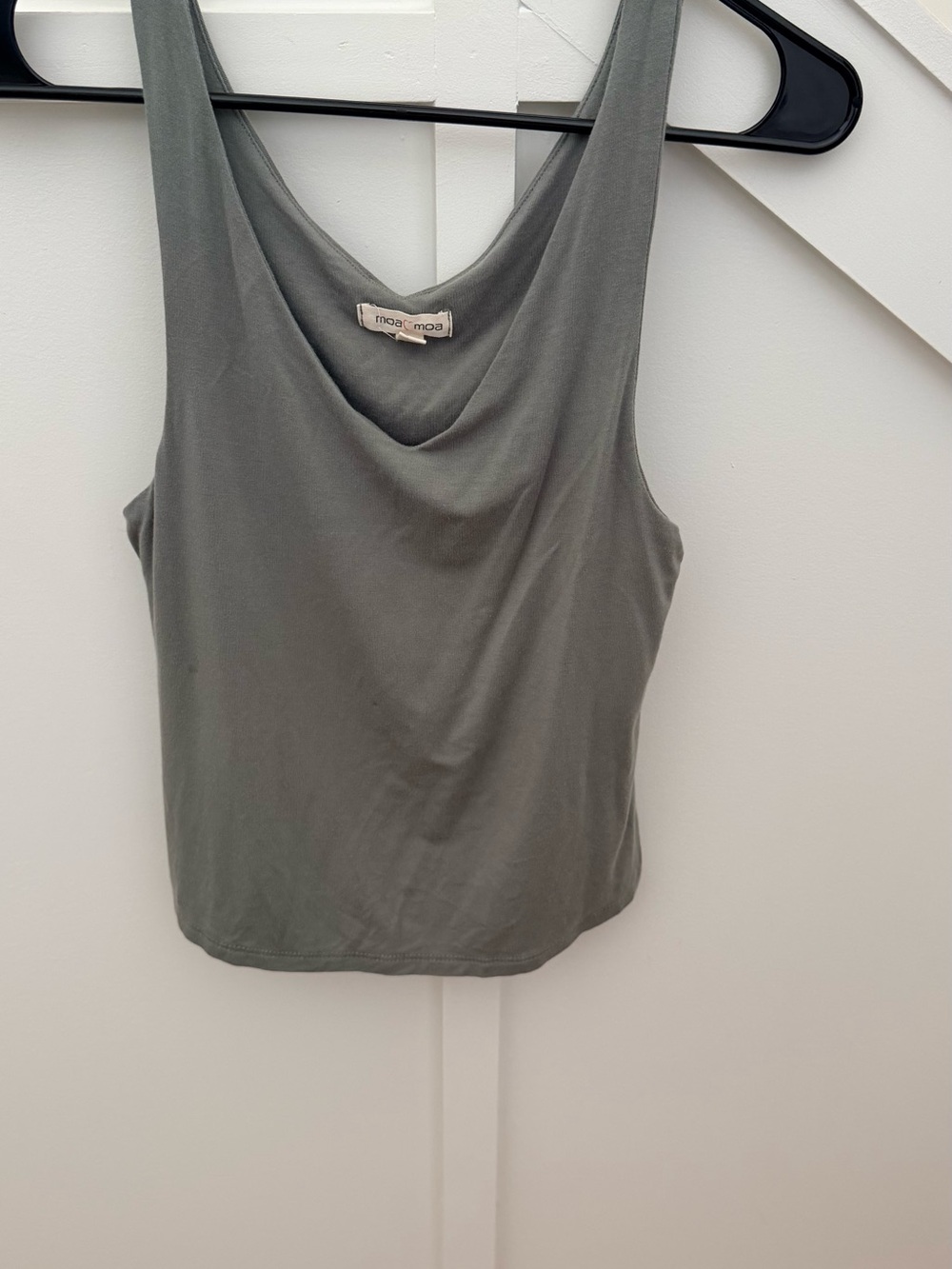 Moa Moa Olive Green Drape Neck double layered Tank Top